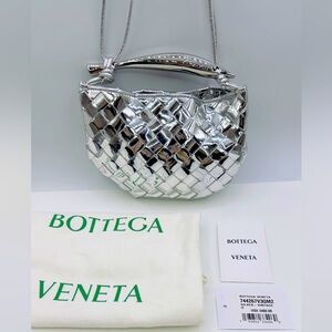 Bottega Veneta Mini Sardine Intrecciato Silver Leather  Bag $3650